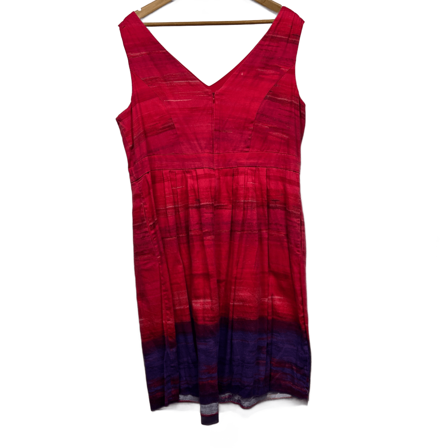 Autograph Dress Size 16 Plus Red Sleeveless Ombre Pockets Fit & Flare