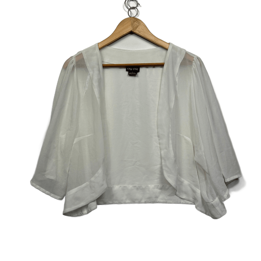 City Chic Shrug Top Jacket Size 20 Large Plus White Sheer