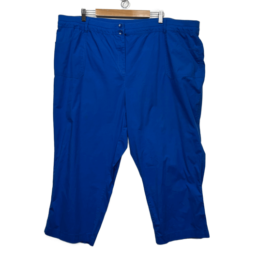 Khoko Plus Pants Blue Cropped Trousers Stretch Waist Pull-On Comfort Size 24