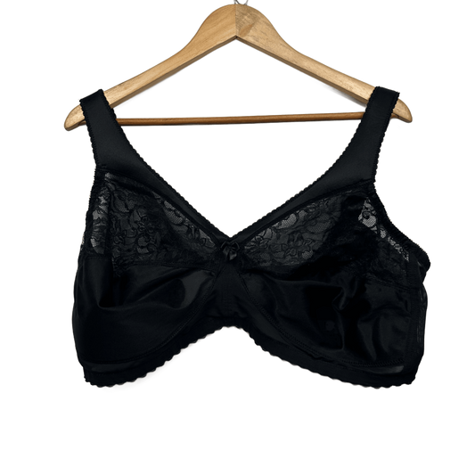 Glamorise 's Black Lace Full Coverage Soft Cup 46DD Non-Underwired Plus Size