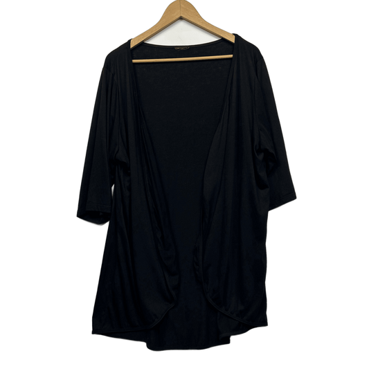 Black Shrug Jacket Size 18 - 20? Plus Black Long Sleeve Open Front Longline