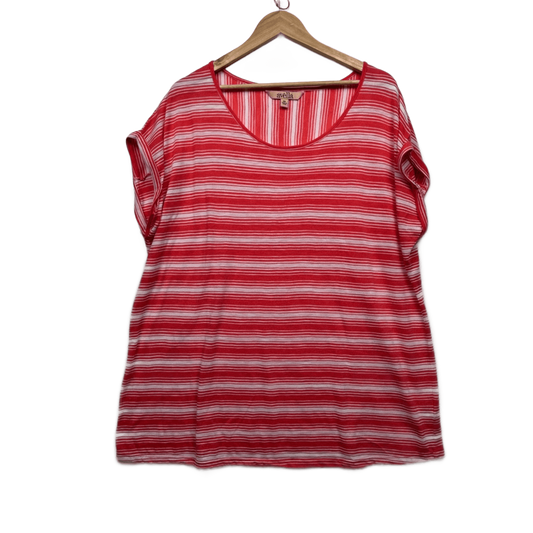 Avella Short Sleeve Top Size 20 Red White Striped Cotton