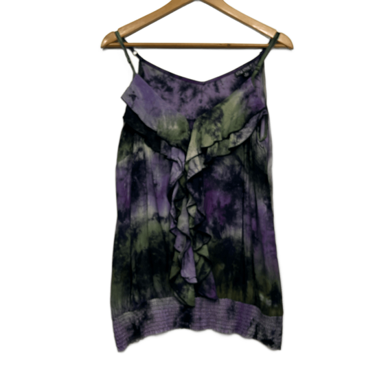 City Chic Top Size 16 Small Purple Green Tie Dye Sleeveless 100% Viscose