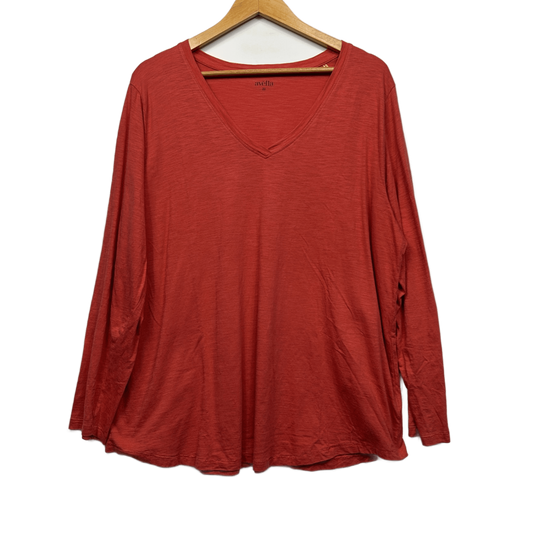 Avella Long Sleeve Top Size 22 Rust Red Solid Long Sleeve Cotton