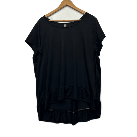 edited Tunic Top Size 24 Black Solid Short Sleeve Polyester Viscose