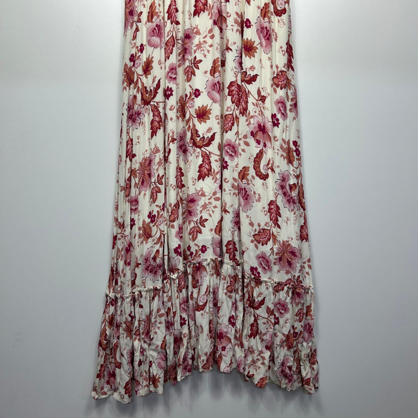 New Dani Marie White Bordeaux Maxi Dress Floral V Neck Boho Size 24