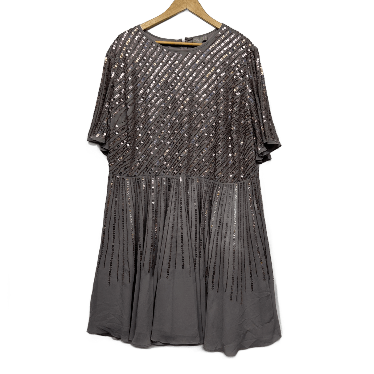 ASOS Cocktail Dress Size 22 Sequins Embellished Short Sleeve Evening Formal