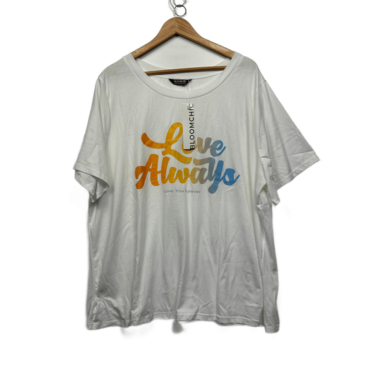 BloomChic Tshirt Size 24 26 Plus White Short Sleeve Love Always