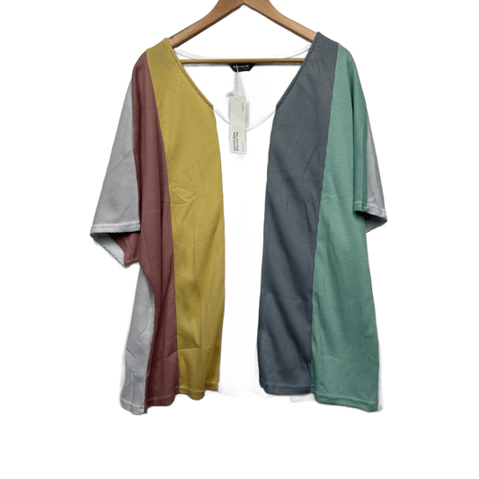 Bloomchic Top Size 26 28 Multicolour Colourblock Short Sleeve Ribbed