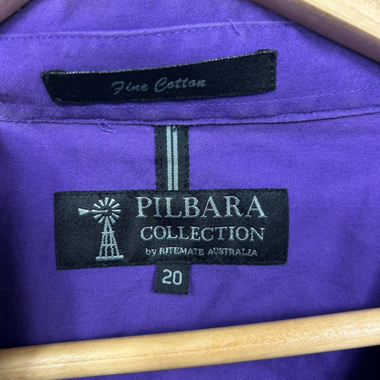 Pilbara Collection Long Sleeve Shirt Size 20 Purple Solid Cotton Button Up