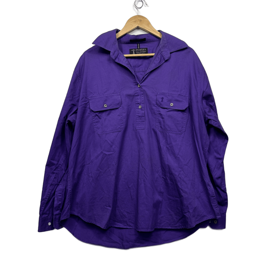 Pilbara Collection Long Sleeve Shirt Size 20 Purple Solid Cotton Button Up