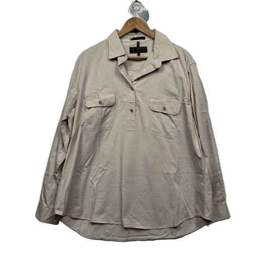 Pilbara Collection Long Sleeve Shirt Size 20 Beige Country Button Up Work
