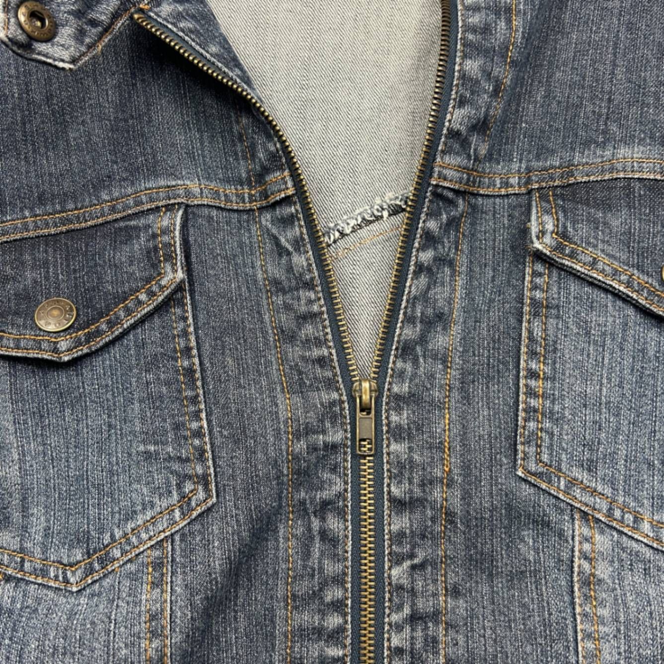 Autograph Womens Denim Jacket Blue Zip Front Casual Pockets Size 16
