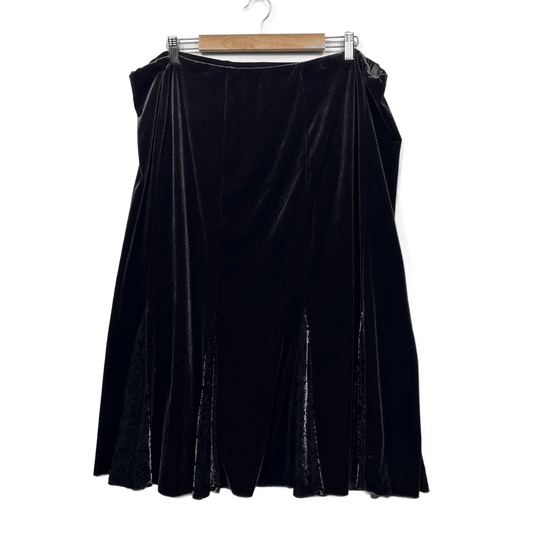 Vintage Swish Maxi Skirt Size 22 Black Textured Velvet Midi Length Y2K