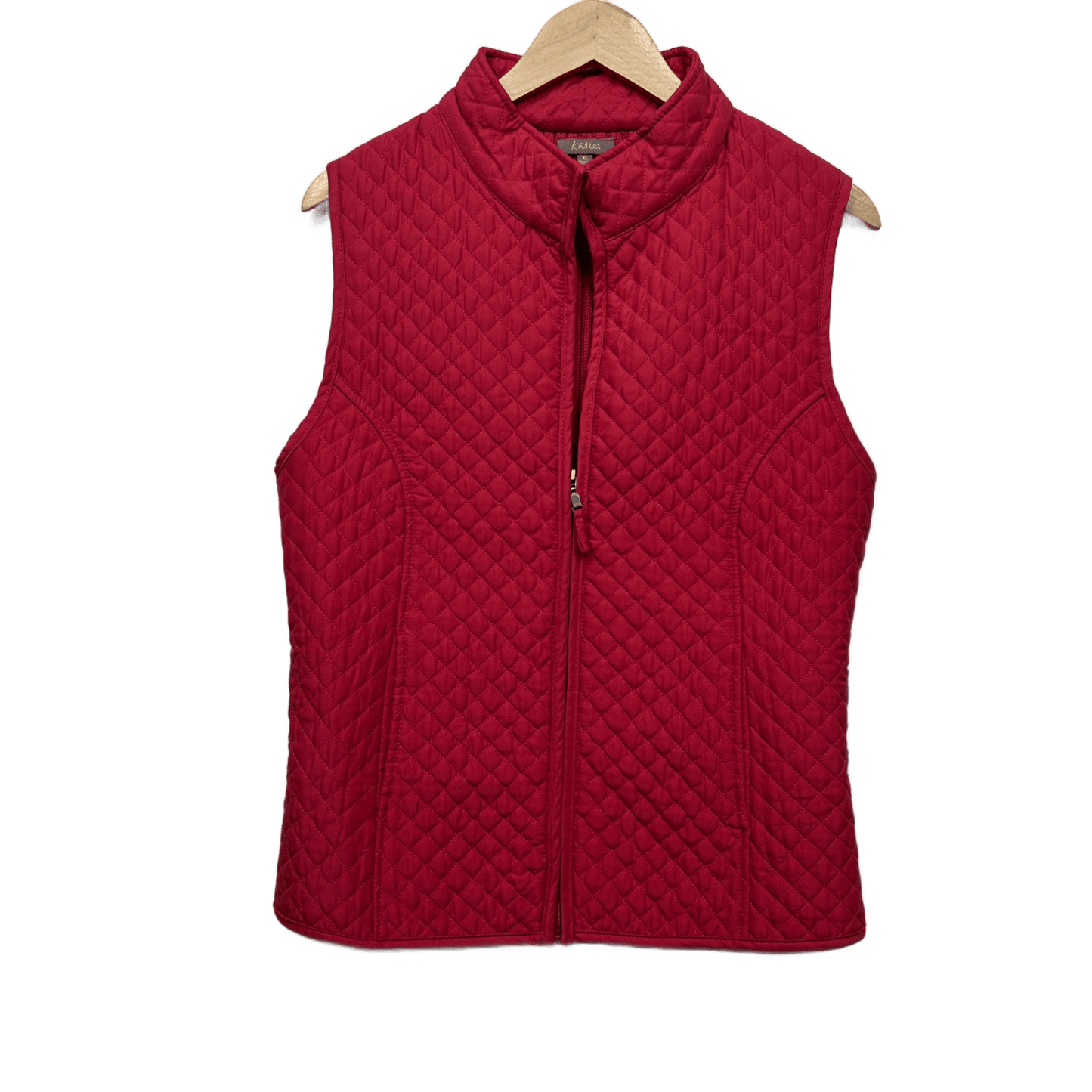 Katies Quilted Vest Size XL 16 Red Sleeveless Jacket Lightweight Full Zip Up Pocket