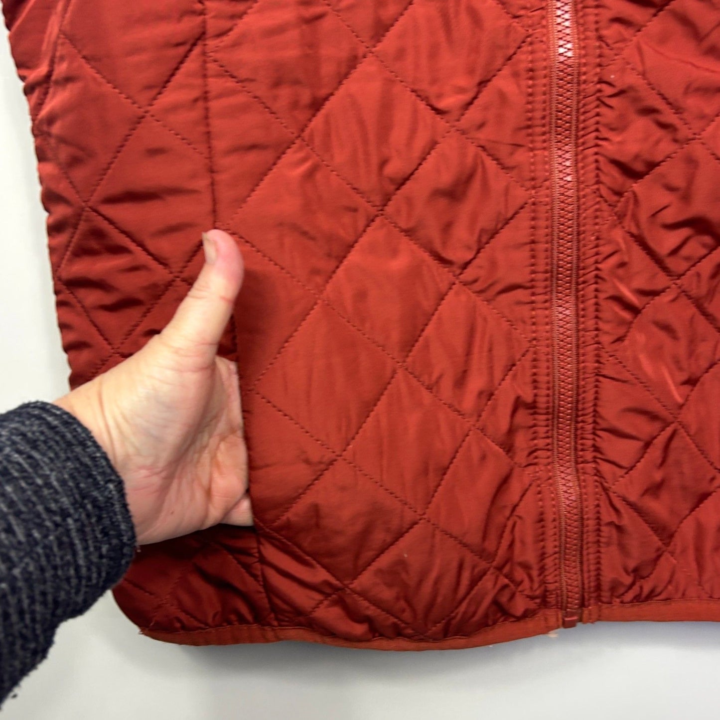 Mix Vest Size XL 16 Rust Orange Quilted Sleeveless Polyester Pockets