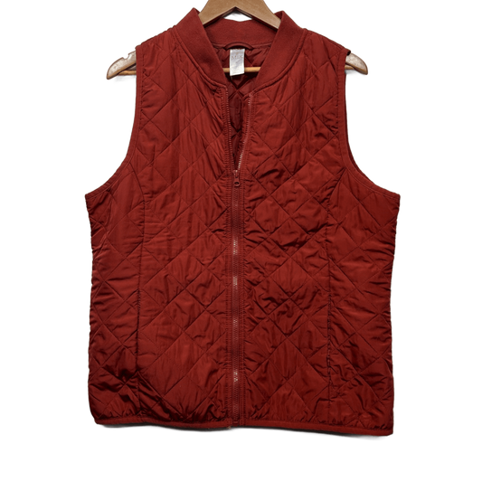 Mix Vest Size XL 16 Rust Orange Quilted Sleeveless Polyester Pockets