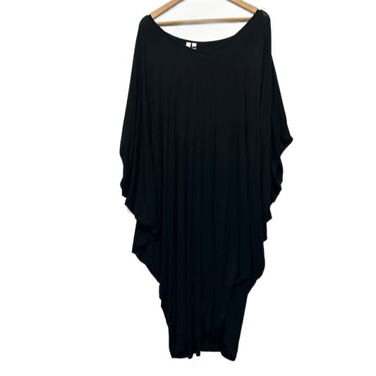 PQ Collection Curve Black Bamboo Batwing Midi Casual Kaftan Dress One Size Plus