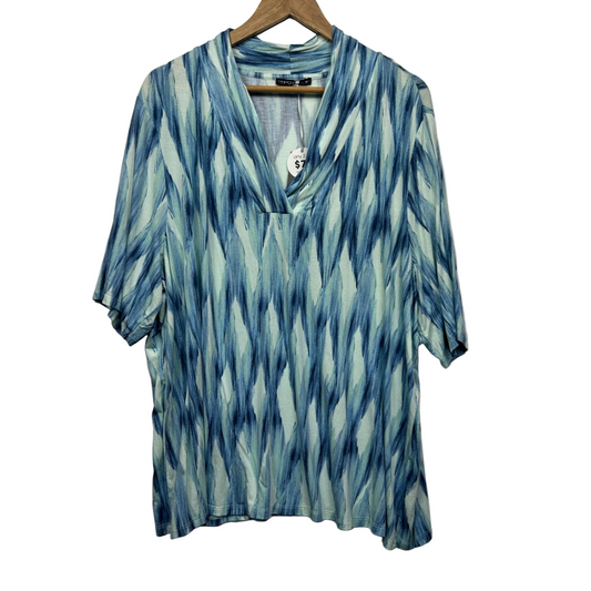 New Regatta Top Blue Viscose 3/4 Sleeve V Neck Blouse Size 22 Plus