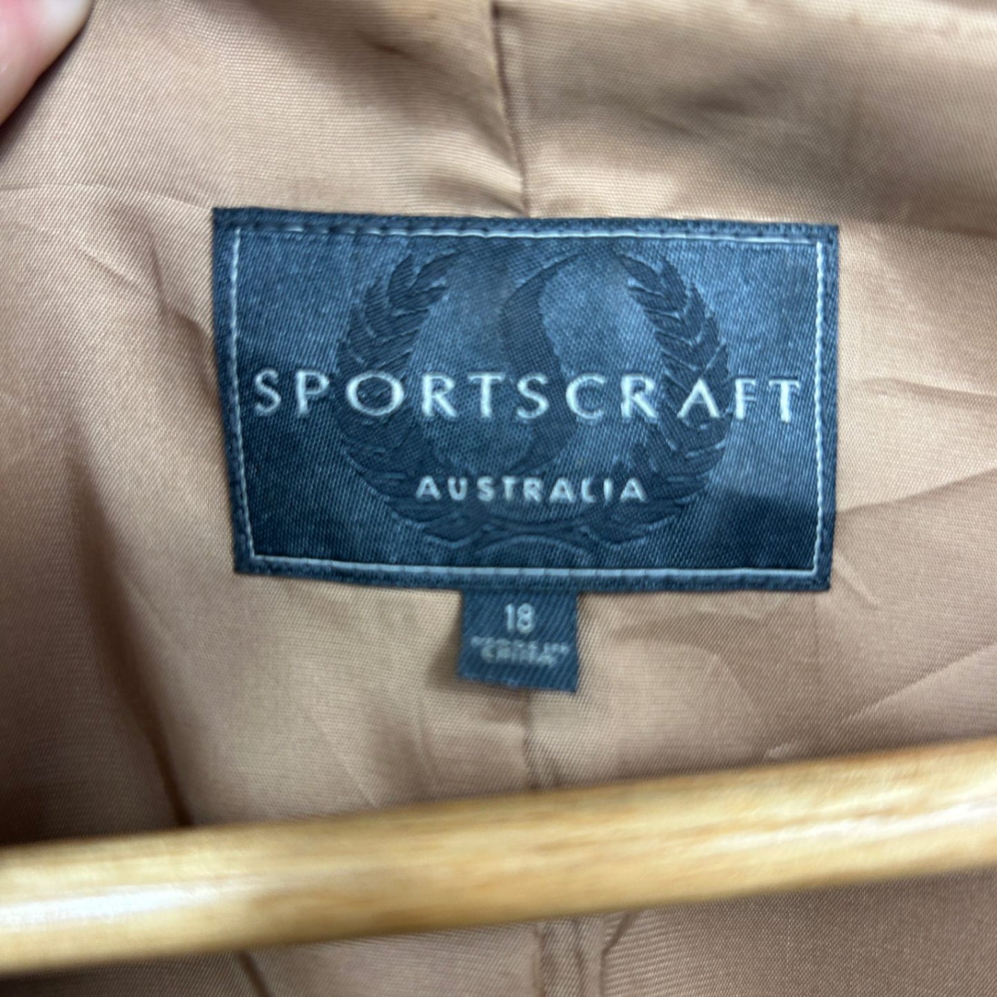 Sportscraft Jacket Size 18 Brown Tan Zip Front Long Sleeve Linen Blend