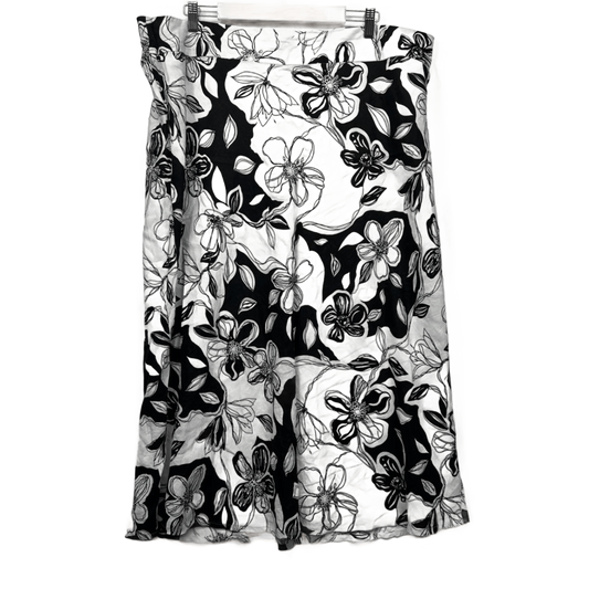 Target Midi Skirt Size 26 Black White Floral Sleeveless Pure Linen