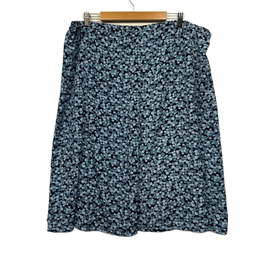 Hodgson Skirt Blue Polyester Midi Elastic Waistband Floral Skirt Size 20 Plus