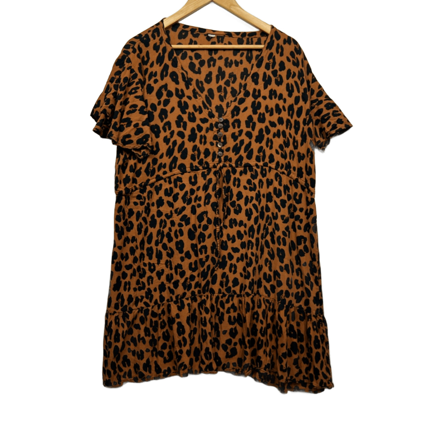 Animal Print Smock Dress Size 18 20 XXL  Rayon Short Sleeve