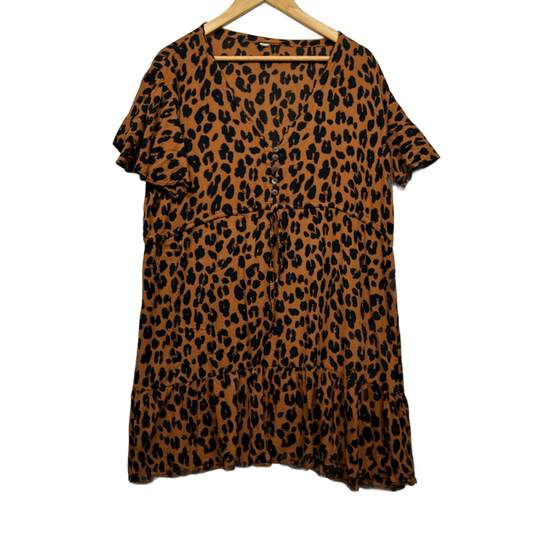Animal Print Smock Dress Size 18 20 XXL  Rayon Short Sleeve