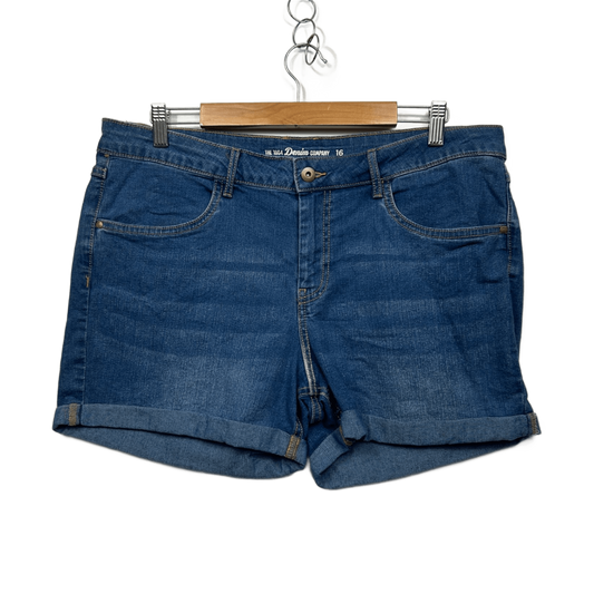 The 1964 Denim Company Blue Relaxed Rolled Hem Pockets Casual Shorts Size 16