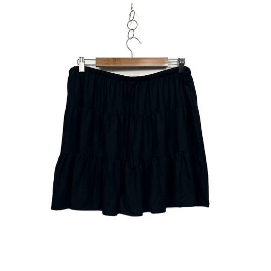 Anko Mini Skirt Size 18 Black Short Length Elastic Waist Linen Blend