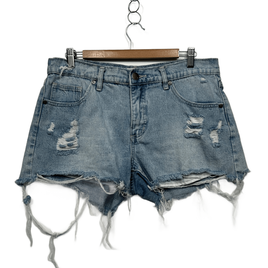 Cotton On Light Blue Relaxed Distressed Ripped Frayed Hem Size 14