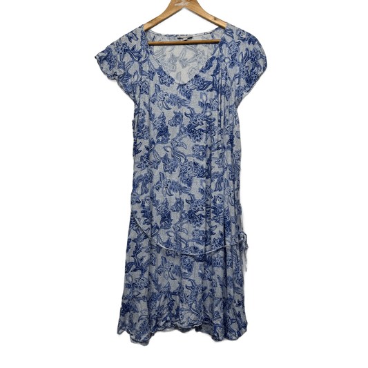 Target Midi Dress Size 18 Blue White Floral Short Sleeve Casual Viscose