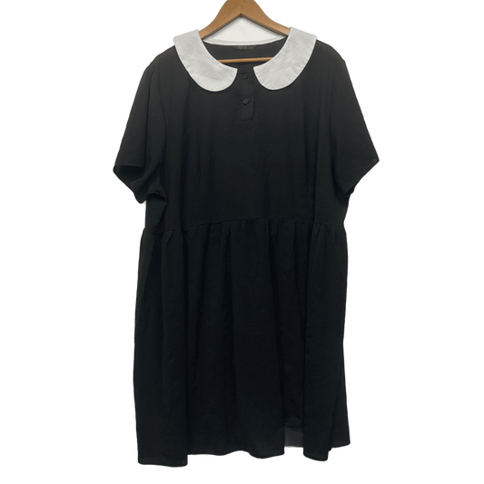 Shein Curve Dress Size 2XL Black White Peter Pan Collar Short Sleeve
