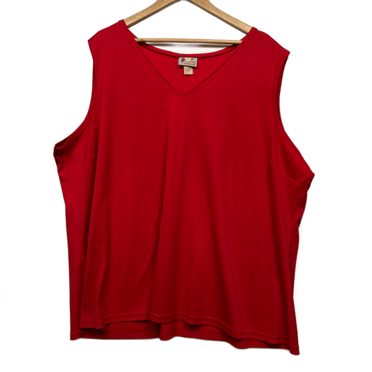 Vintage Hodgson Red Sleeveless V-Neck Top  Size 26 28 Made in Australia