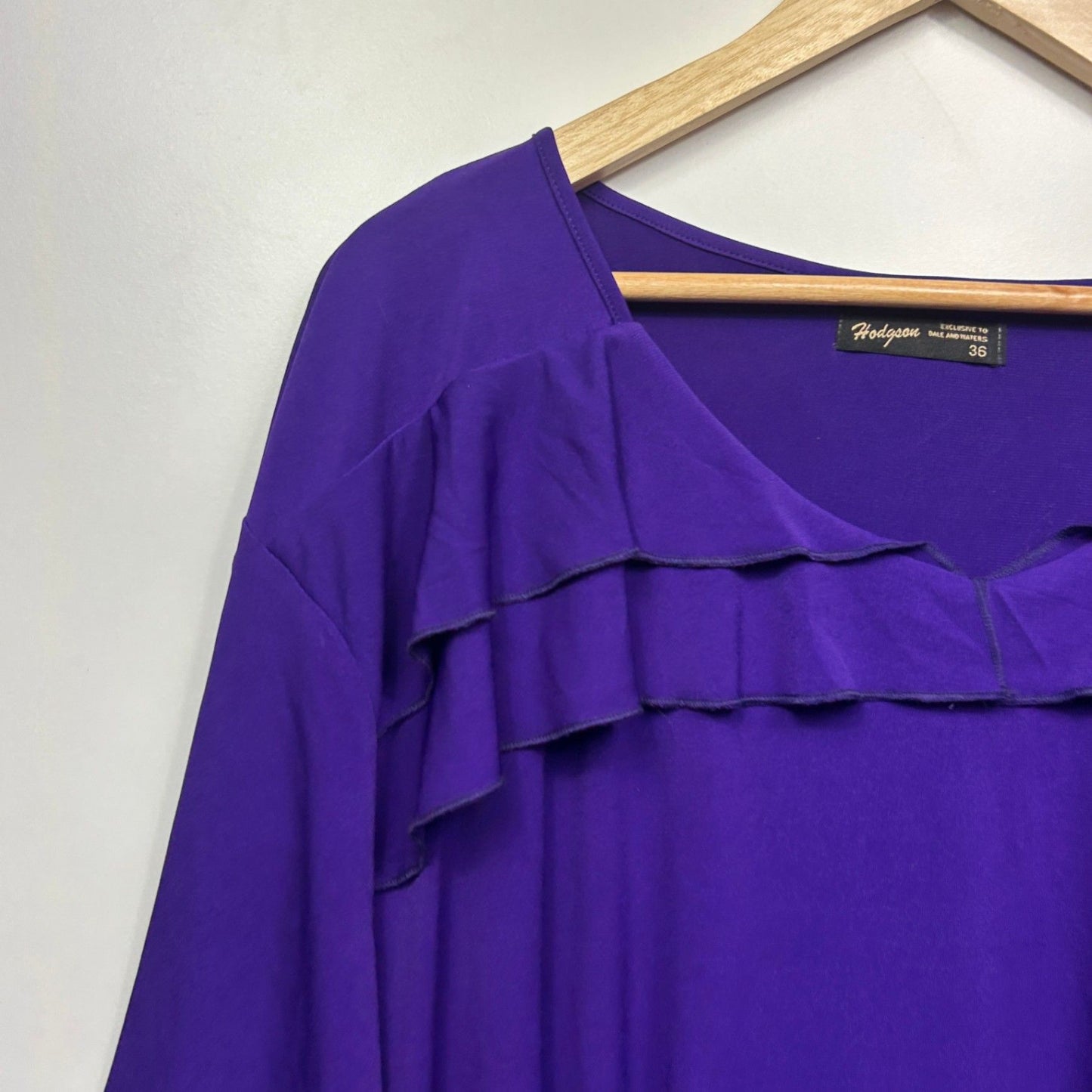 Hodgson Purple Long Sleeve Ruffle Blouse Top Size 36