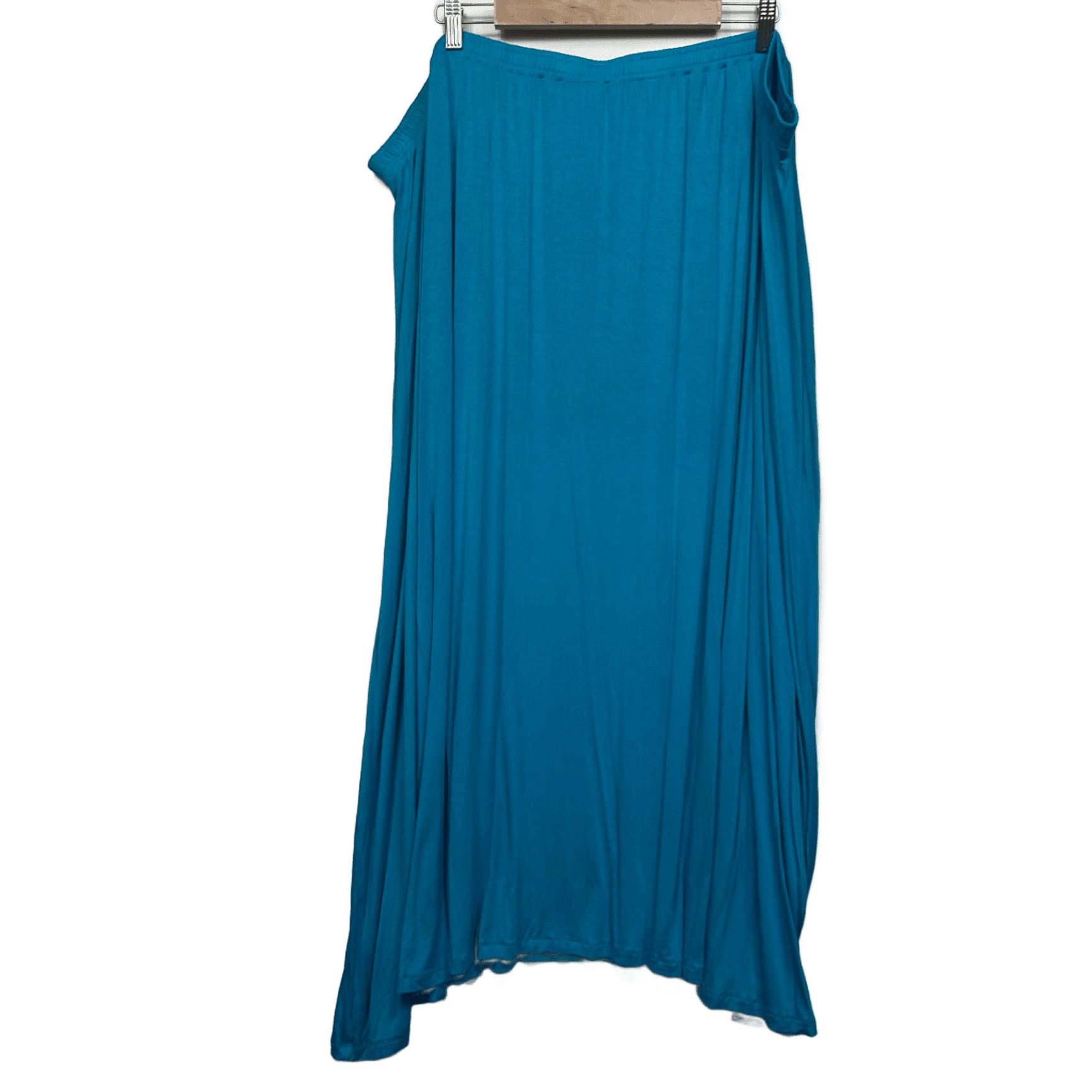 Curvaceous Maxi Skirt Size 26 28 Blue Long Length Stretch Rayon