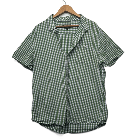 Sportscraft Shirts Men Green White Size 3XL Regular Fit Short Sleeve Gingham Check