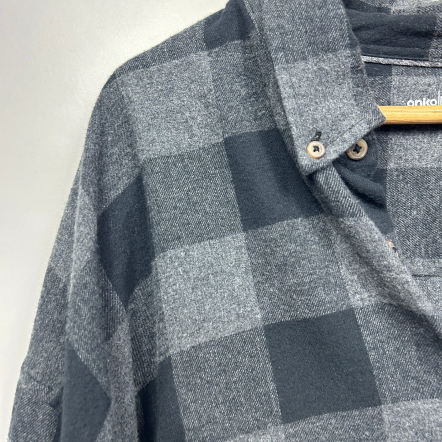 Anko Check Fannel Shirt Size 7XL Grey Black Long Sleeve