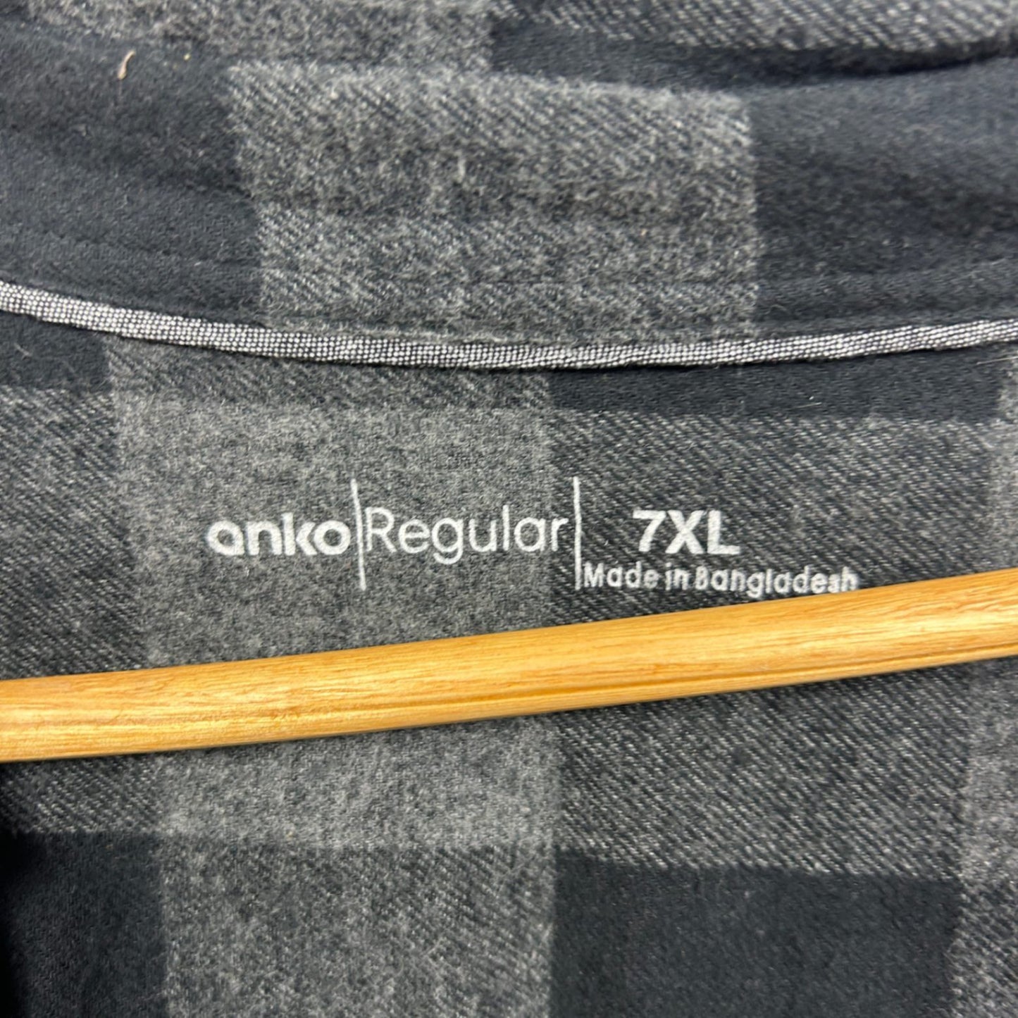 Anko Check Fannel Shirt Size 7XL Grey Black Long Sleeve