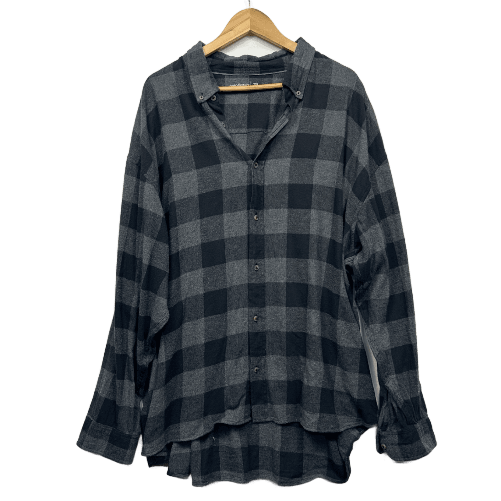 Anko Check Fannel Shirt Size 7XL Grey Black Long Sleeve