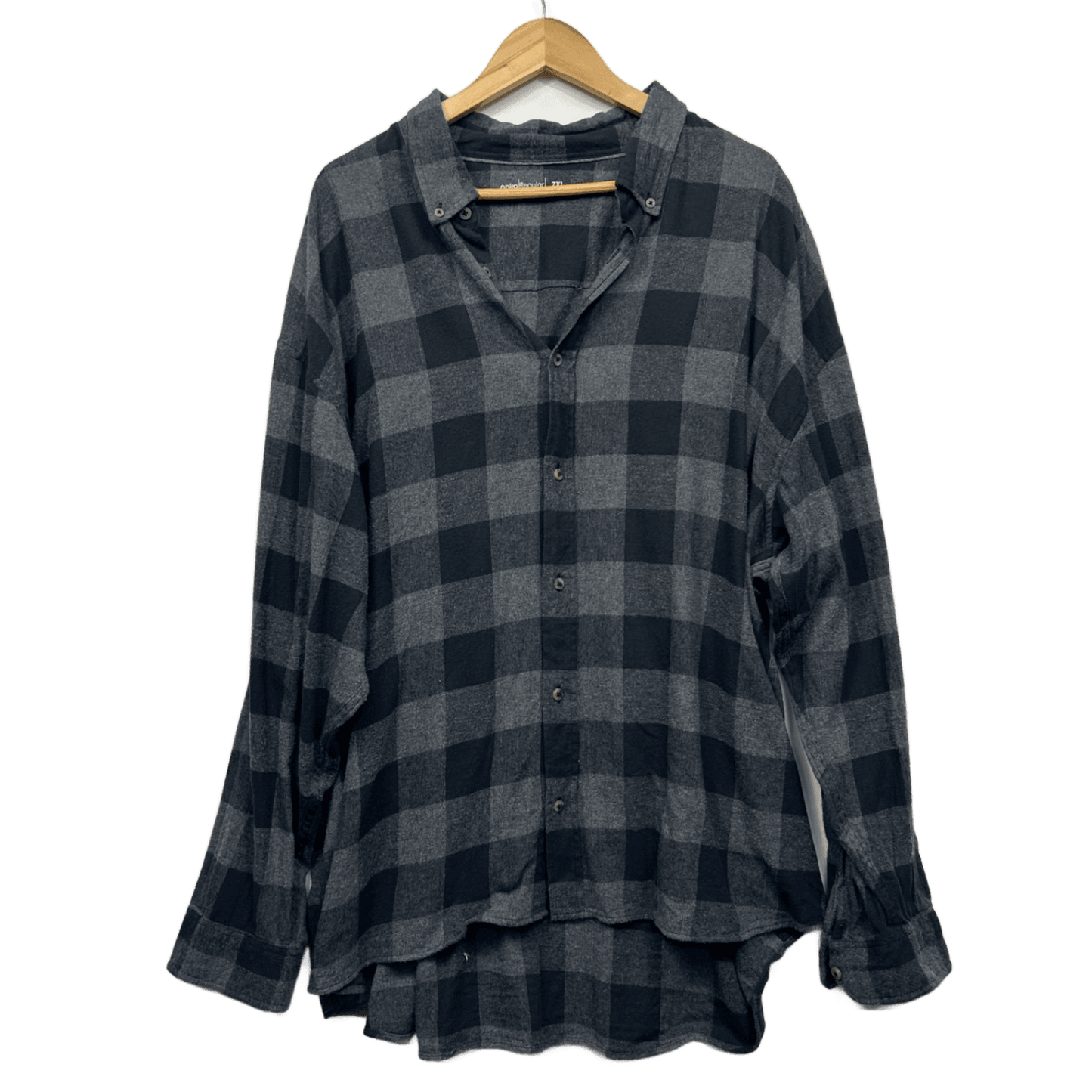 Anko Check Fannel Shirt Size 7XL Grey Black Long Sleeve