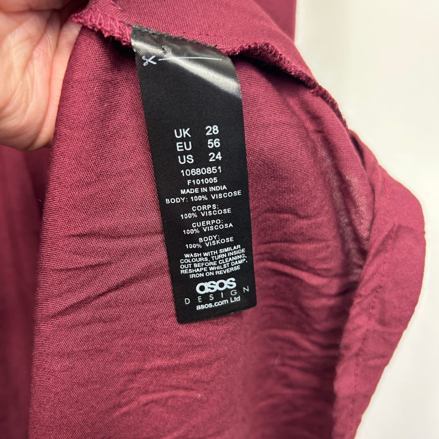 ASOS DESIGN Curve Maxi Dress Size 22 Maroon Short Sleeve Embroidered Viscose