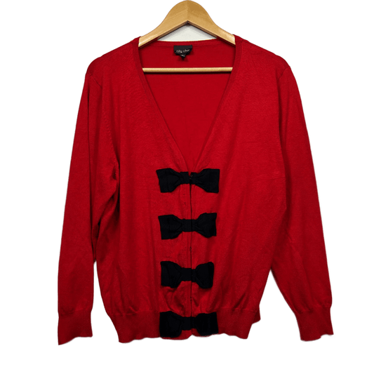 City Chic Cardigan Size 22 XL Plus Red Long Sleeve Knit Top