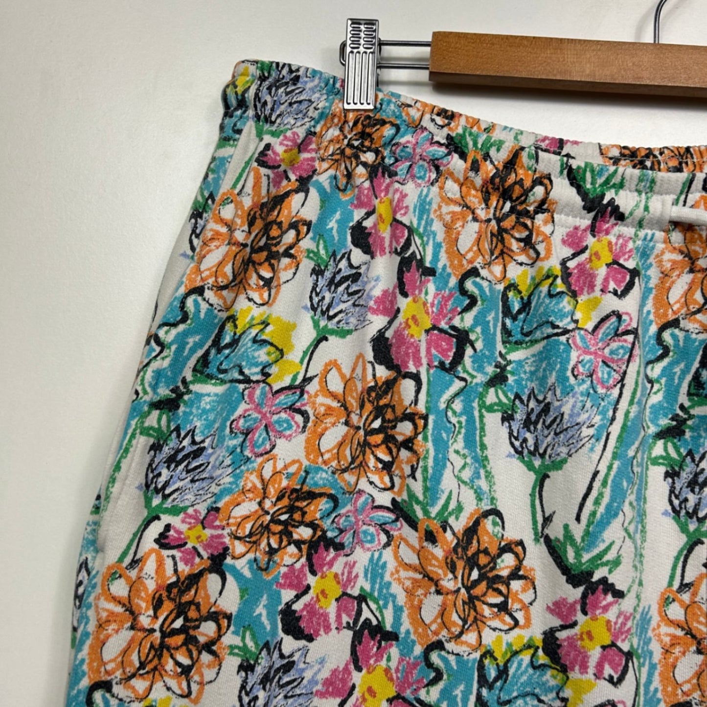 Lucy and Yak Size 18 20 XL Organic Cotton Elastic Waist Joggers Pants Floral Colourful