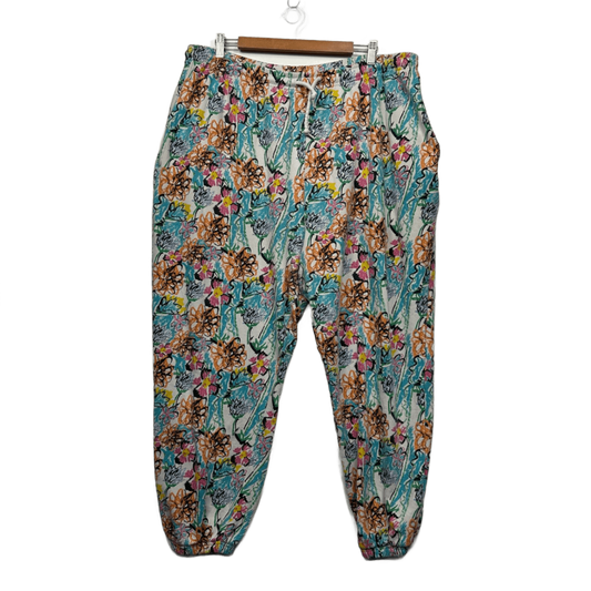 Lucy and Yak Size 18 20 XL Organic Cotton Elastic Waist Joggers Pants Floral Colourful