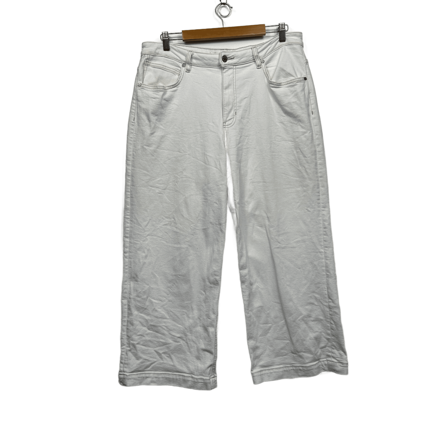 Target Wide Leg Crop Length White Denim Jeans  Size 18 Pockets Zip Fly