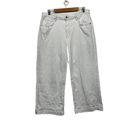 Target Wide Leg Crop Length White Denim Jeans  Size 18 Pockets Zip Fly