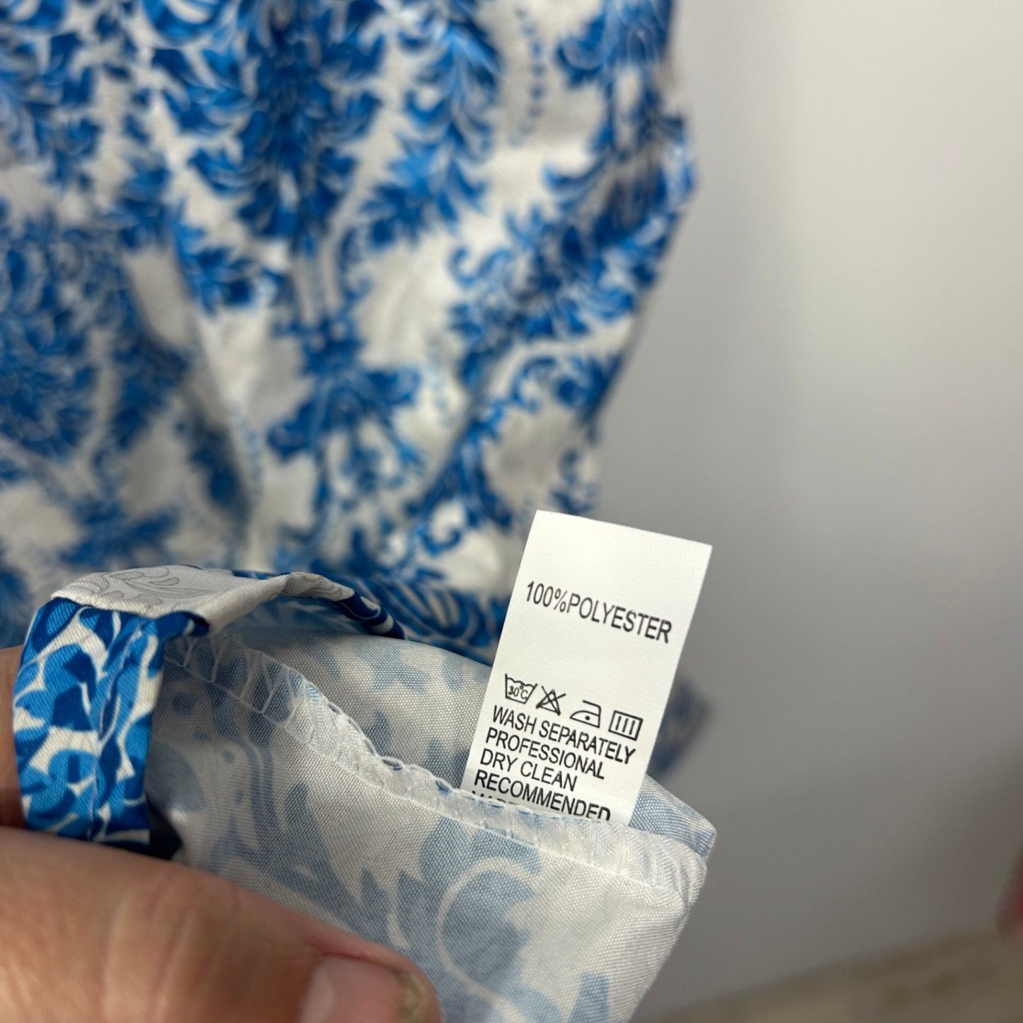 New Boho Blue White Long Sleeve Women Casual Maxi Dress Size 2XL 18