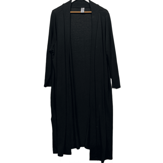 Anko Black Longline Cardigan Long Sleeve Size 24 Viscose Blend Knit