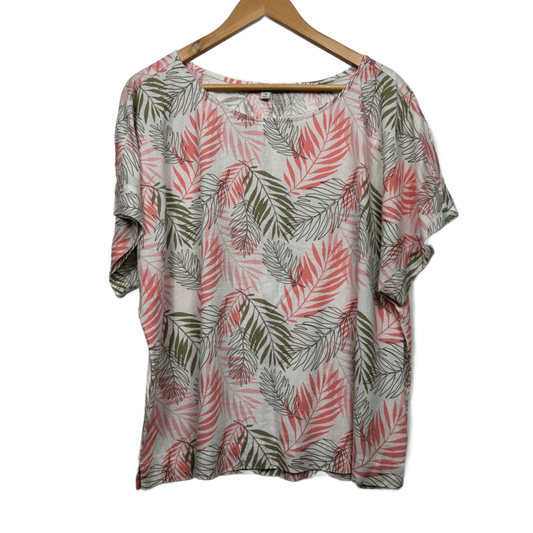 Suzanne Grae Linen Womens Top Size 18 Short Sleeve Multicoloured Floral